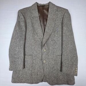 VTG Strathmore 100% Pure Wool Tweed Blazer Sport Coat Mens 44R Gray Two Button